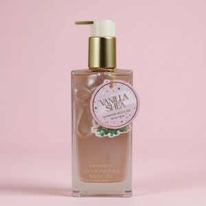 Vanilla Shea Enchante Shimmer Body Oil Illuminating Glass Bottle 6.6 oz